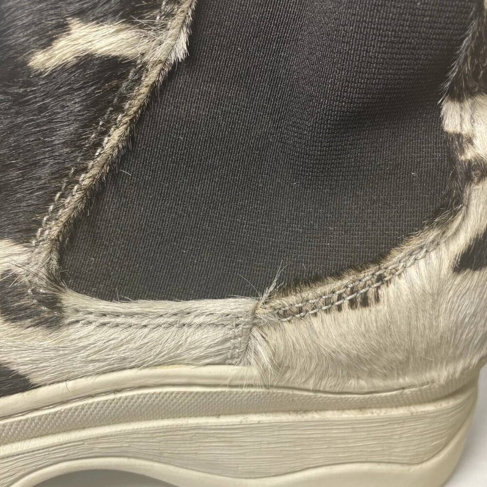 Black and White Cowhair Ankle Booties - Chunky Sole - Picture 9 of 12